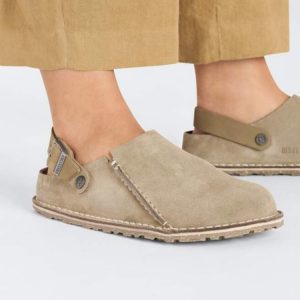 Birkenstock Lutry Premium Suede Clog | Gray Taupe | Narrow – Women’s (1025297)